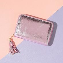 Shein Tassel Detail Glitter Zipper Around Purse