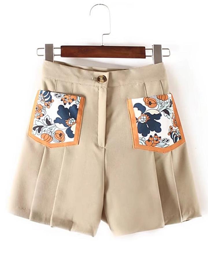 Shein Contrast Floral Print Pocket Shorts
