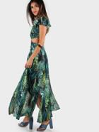 Shein Foliage Print Twist Cutout M-slit Dress