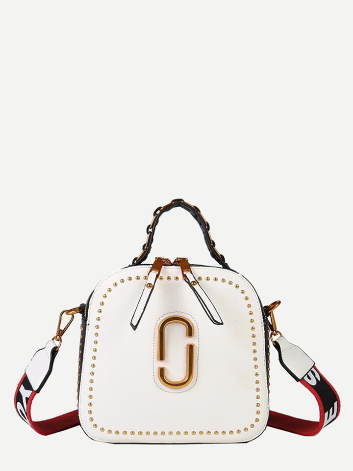 Shein Metal Detail Grab Bag With Letter Strap