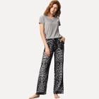 Shein Solid Top & Leopard Print Pants Pj Set