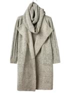 Shein Apricot Pocket Long Sweater Coat With Scarf