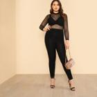 Shein Plus Slim Fitted Transparent Mesh Jumpsuit