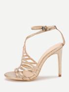 Shein Ladder Cutout Ankle Strap Glitter Stiletto Sandals