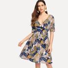 Shein V-neck Tropical Print Dress