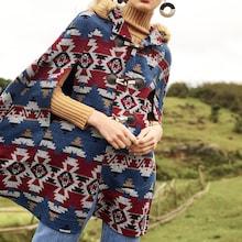 Shein Button Tab Closure Hooded Cape Coat