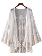 Shein White Bell Sleeve Embroidery Lace Sunscreen Cardigan Outerwear