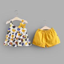 Shein Girls Bow Detail Cartoon Print Top With Shorts