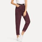 Shein Solid Corduroy Pants Without Belt