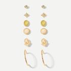 Shein Gemstone & Faux Pearl Earrings 6pairs