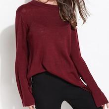 Shein Knot Cuff Solid Sweater