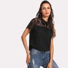 Shein Tie Neck Lace Yoke Top