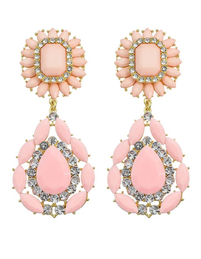 Shein Pink Flower Statement Earrings