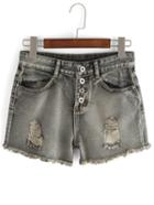 Shein Frayed Buttoned Fly Jeans Shorts