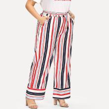 Shein Plus Multi Striped Tie Waist Wide Leg Pants