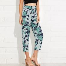 Shein Jungle Print Wide Waistband Pants