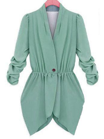 Shein V Neck Single Button Green Blazers