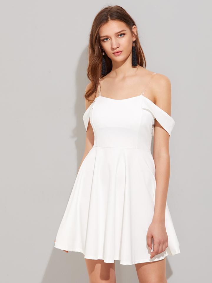 Shein Off Shoulder Swing Dress With Removable Straps