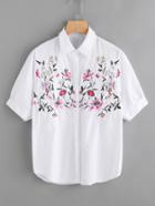 Shein Botanical Embroidered Front Blouse