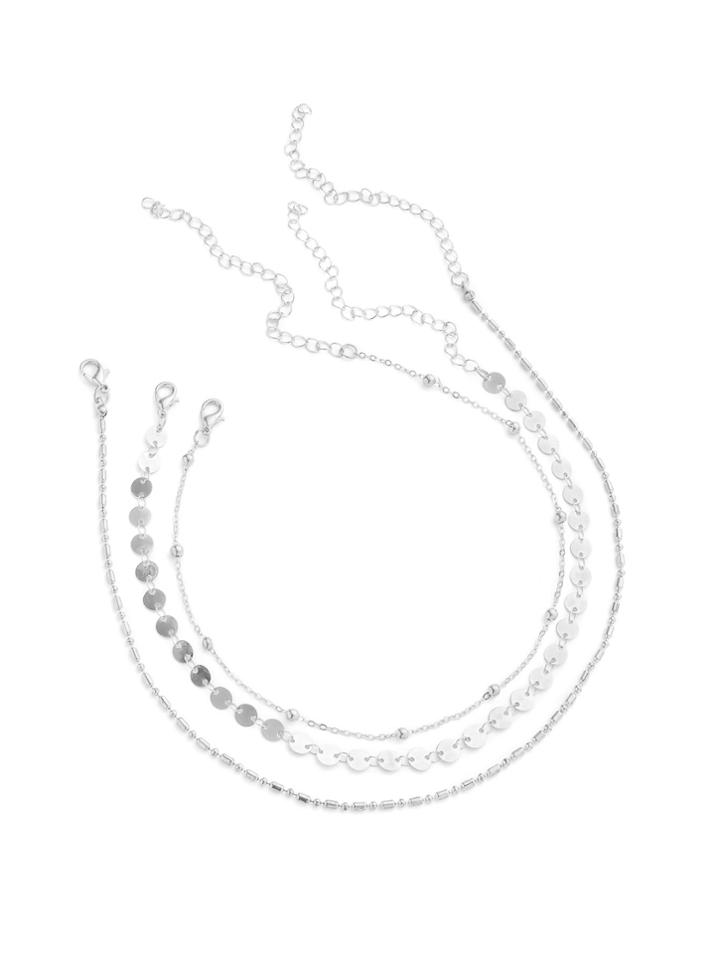 Shein Sequin & Beaded Chain Necklace Set 3pcs