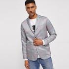 Shein Men Button & Pocket Front Notch Neck Plaid Blazer