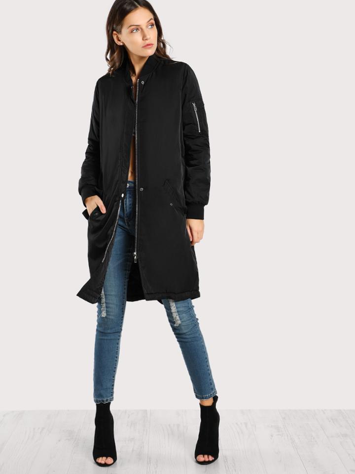 Shein Puffed Longline Bomber Coat