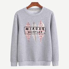 Shein Men Letter And Leaf Print Sweatshirt
