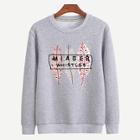 Shein Men Letter And Leaf Print Sweatshirt