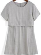 Shein Grey Round Neck Short Sleeve Loose Dress