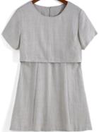 Shein Grey Round Neck Short Sleeve Loose Dress