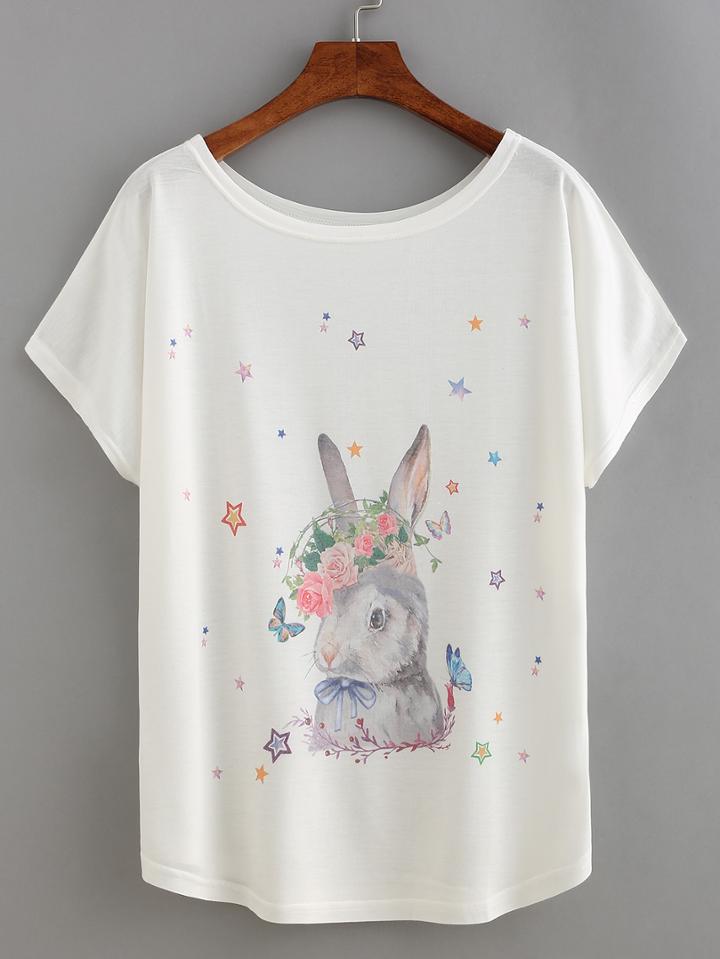 Shein Bunny Print T-shirt