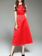 Shein Red Backless A-line Long Dress