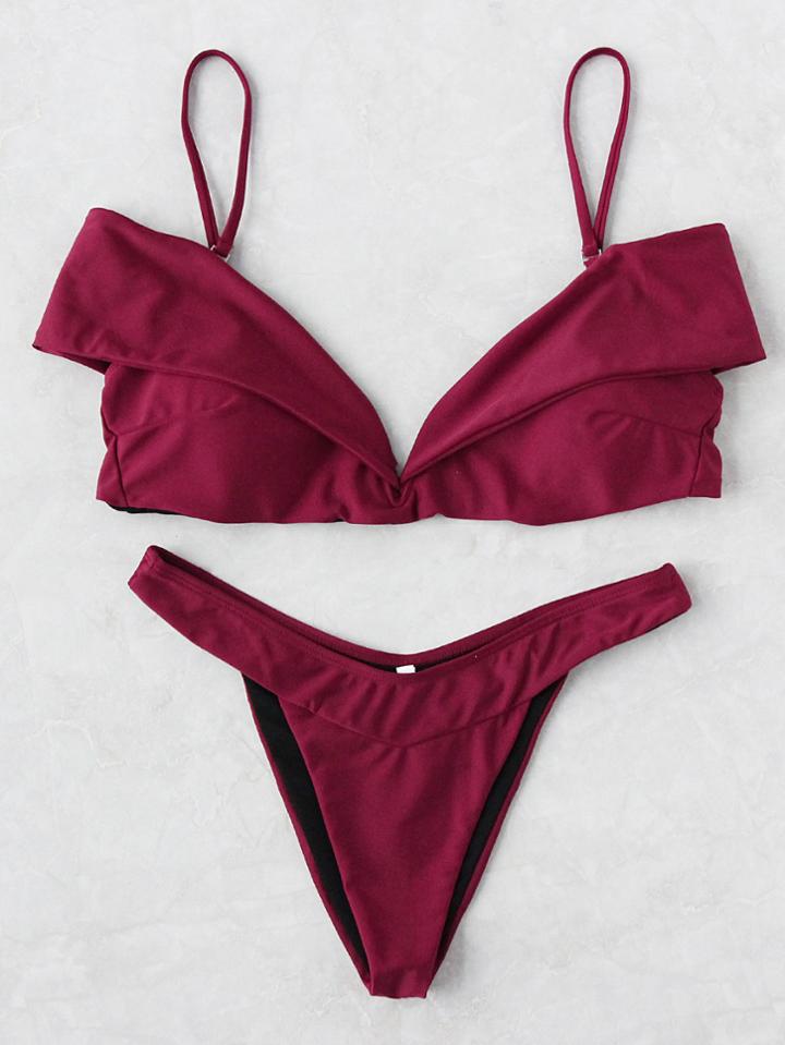 Shein Fold Over Design Bikini Set