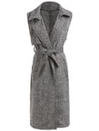 Shein Grey Lapel Sleeveless Tie-waist Coat
