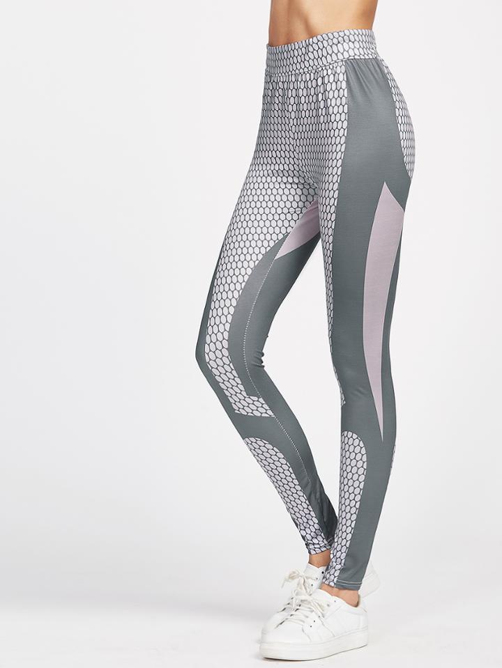 Shein Color Block Polka Dot Leggings
