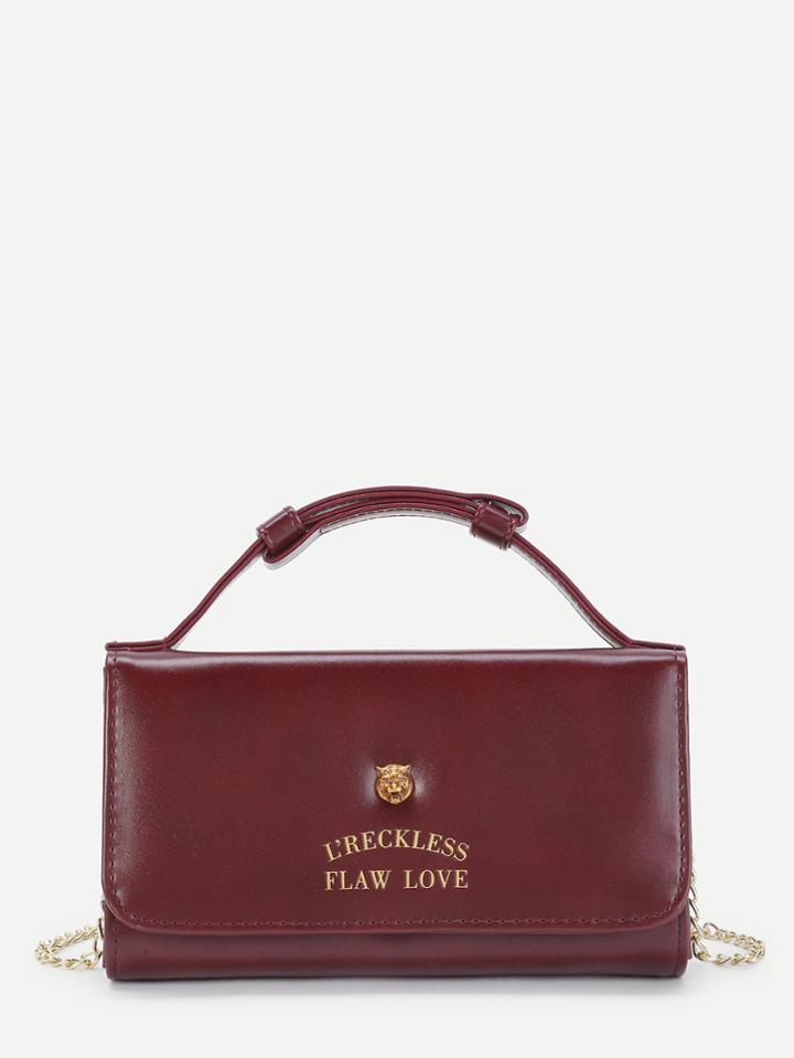 Shein Metal Animal Detail Pu Cross Body Bag