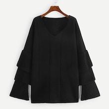 Shein Layered Sleeve Eyelet Jumper