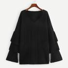 Shein Layered Sleeve Eyelet Jumper