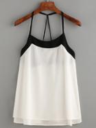 Shein White Contrast Strappy Back Cami Top