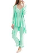 Shein Contrast Lace Frill Trim Cami Pj Set With Robe