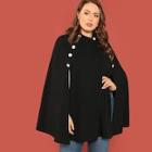 Shein Plus Double Breasted Front Cape Coat