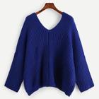 Shein Double V Neck Solid Sweater