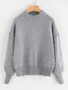 Shein Pearl Beading Gigot Sleeve Jumper