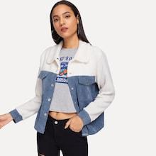 Shein Contrast Shearling Corduroy Jacket