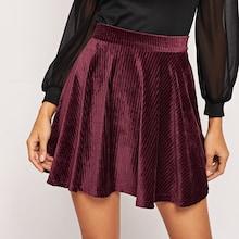 Shein Pleated Solid Cord Skirt