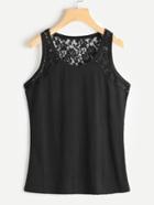 Shein Floral Lace Insert Tank Top