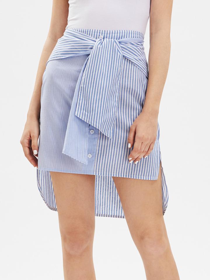 Shein Vertical Striped Knot Front Multiway Skirt