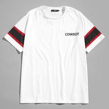 Shein Men Letter And Striped Tee