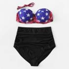 Shein Plus Star Print High Waist Bikini Set