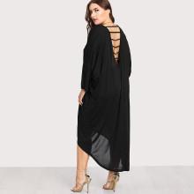 Shein Plus Batwing Sleeve Dip Hem Dress